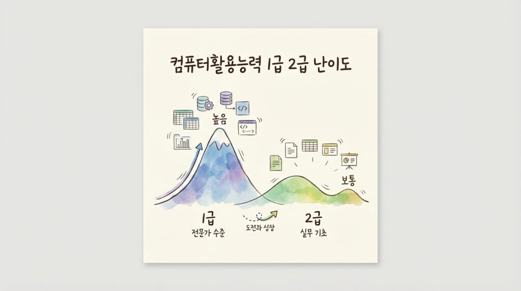 컴퓨터활용능력 1급 2급 난이도 비교 