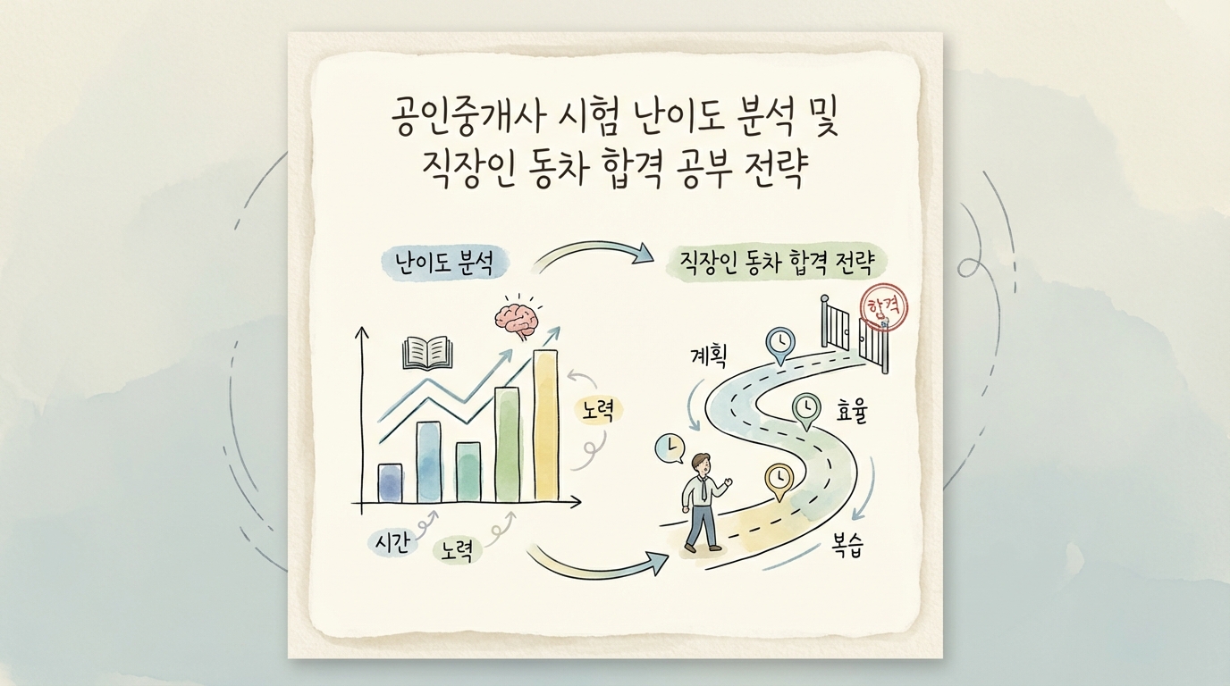 공인중개사 시험 난이도 분석 및 직장인 동차 합격 공부 전략