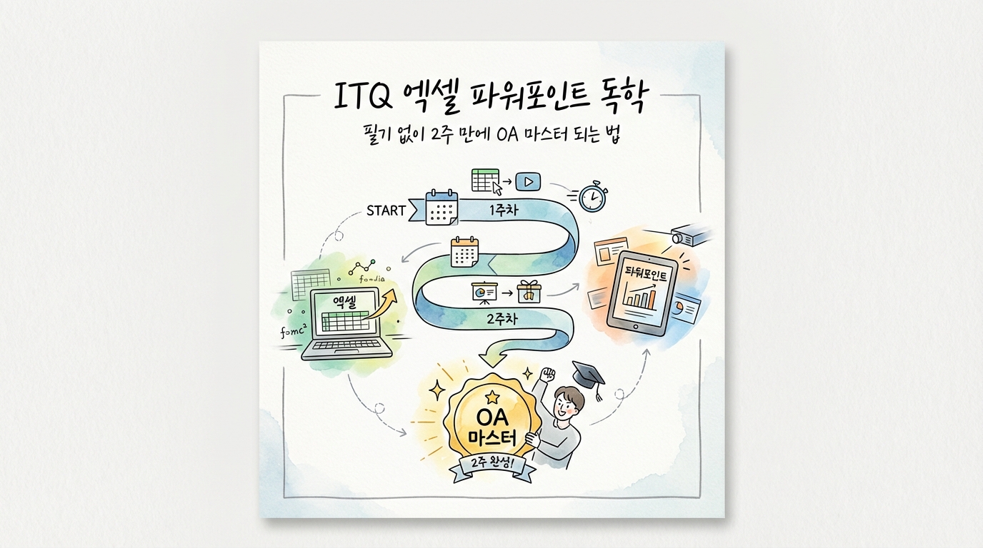ITQ 엑셀 파워포인트 독학 필기 없이 2주 만에 OA 마스터 되는 법